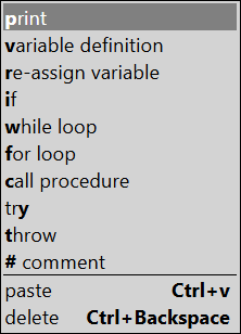 context menu